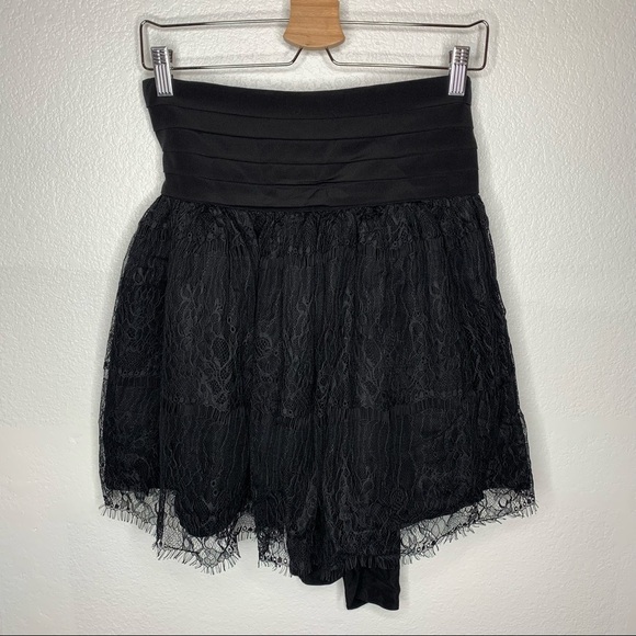 Anthropologie Boho Silk Lined Black Tiered Lace Skirt Size 2 - Picture 2 of 10